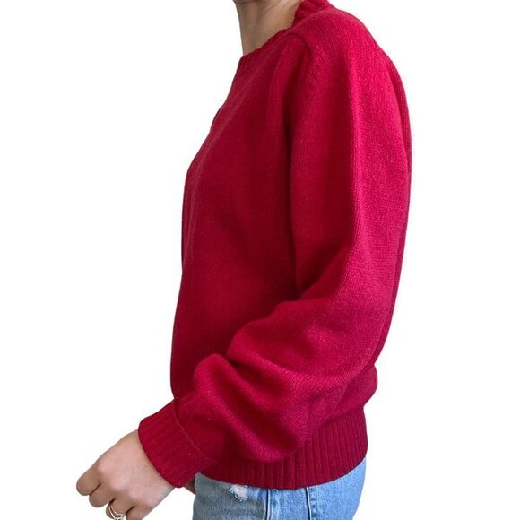 Vintage Womens 1970s LL Bean Cherry Red Wool Crewneck Sweater Made in Ireland - Picture 4 of 7